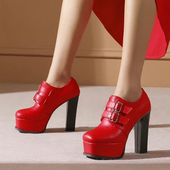 Zapatos De Mujer/ дизайнерски модни дамски обувки на платформа и ток, водоустойчив, червени, черни, бели, за сватбени партита, големи размери, дамски обувки 43, 33-39