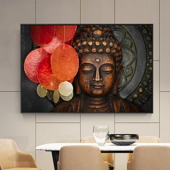 Абстрактно Лицето на Буда, живопис с маслени бои върху платно, постери и щампи Куадроса, скандинавски стенни художествена картина за домашен интериор дневна