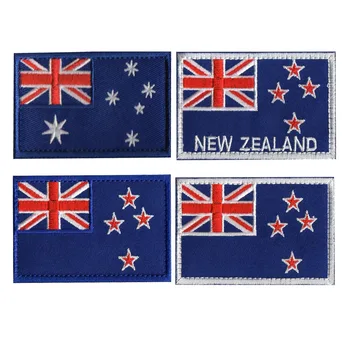 Австралия, Нова Зеландия, бродирани ленти с флага, тактически значки, ленти с морален дух, ленти за дрехи, апликация с плетене на една кука и линия