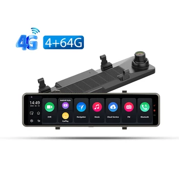 Автомобилен Видеорекордер Dash Cam 12 инча 4G Android 10,0 Огледало за обратно виждане Камера, 4G + 64G 1080P Автоматично Записване на Видео WiFi GPS ADAS един dashcam DVRs