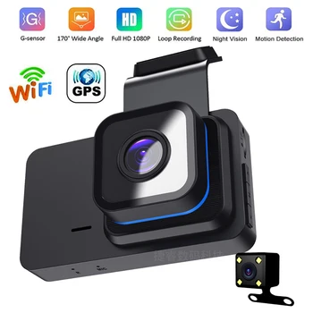 Автомобилен видеорекордер WiFi 3.0 1080 Full HD Dash Cam Камера за задно виждане, огледален видео рекордер за нощно виждане, паркинг монитор, авторегистратор GPS