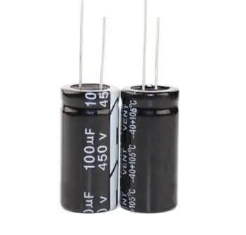 Алуминиеви електролитни кондензатори 450/100 UF 450/100 uf Размер на електролитни кондензатора 18*35 мм включване 450 100 uf Черен