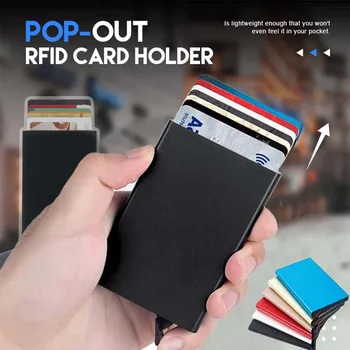 Анти-RFID Смарт Портфейл Калъф ID на Притежателя на Кредитната Карта, Метален Тънък Мъжки Алуминиев Блокиране на Защитени Чантата си Малък Калъф За Банкова Карта
