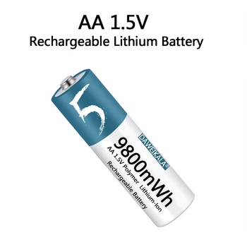 Батерия тип АА от 1,5 литиево-йонна акумулаторна батерия тип АА 9800 МВтч Литиево-йонна батерия тип АА за мишка с дистанционно управление, малък вентилатор, електрическа играчка