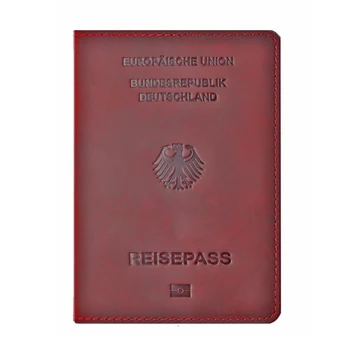 Безплатна немска кожена корица за паспорт с надпис, пътен калъф за паспорт, мъжки ретро-корица на паспорт по индивидуална заявка