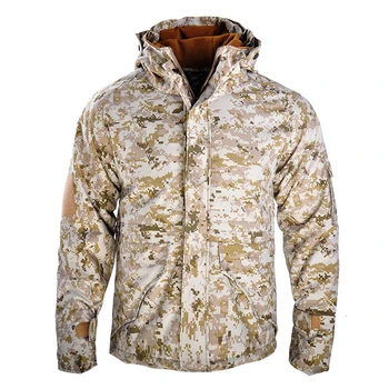 Бойна водоустойчива топло ветровка от гъсто руно за туризъм с качулка, армейское военно палто, камуфляжная тактическа мъжки яке