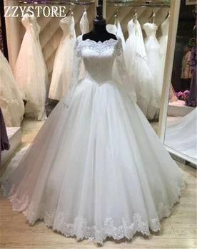 Буйни Ръкави Луксозни и Висококачествени Апликация на Арабска Бяла сватбена рокля с Придворен Влак С Пищни Ръкави Рокли за Булки 2023 vestidos