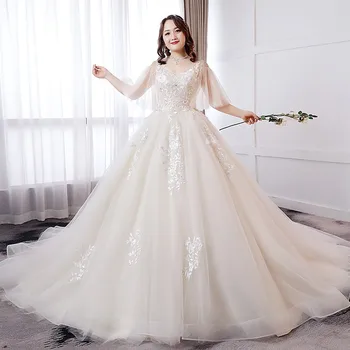 Бяла сватбена рокля с V-образно деколте, лейси бродерия, елегантна бална рокля от тюл, висококачествени Луксозни Прости женски Шаферски рокли с кристали B001