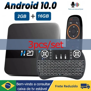 В наличност Android10.0 TV Box H20 Smart Tvbox RK3228 2 GB 16 GB mi box s 4K HD Гласова помощ Brasil tv Безплатна доставка за 24 часа за изпращане на