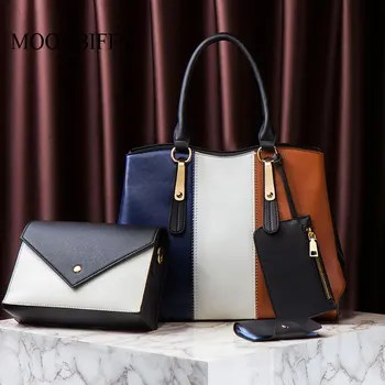 Висококачествена дамска чанта, алуминиеви композитни панели чанта, комплект от 4 теми, кожена чанта през рамо, диагонално съставна чанта, 