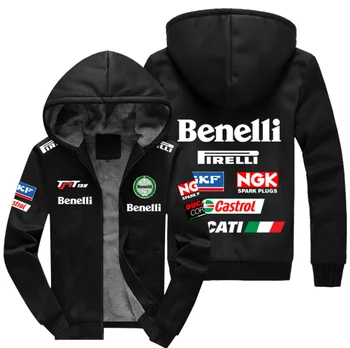 Висококачествени Нови зимни мъжки мотоциклетни блузи с логото на Benelli, модерно яке с дълъг ръкав, ежедневни hoody джоб с вълнена подплата, руното hoody