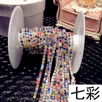 Висококачествено цветно шиене на стразах 2,8 мм 3,4 м/ролка, кристално стъкло, кристали, кристали, Камъни за украса на дрехи