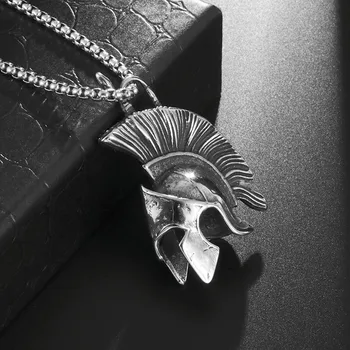 Висулка във формата на шлем на древногръцкия спартанского воин, римски Щит Войн-викинга, Колие за пънк-партита, Бижута, Подаръци
