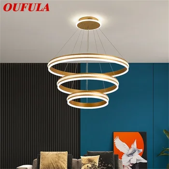 Висящи лампи OUFULA Nordic Модерен златен луксозен през цялата начало led лампа За Украса