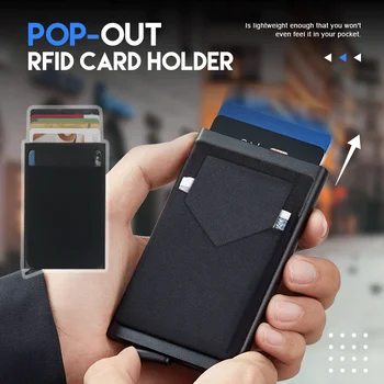 Всплывающая идентификация RFID карта, мъжки портфейл, мини опаковки, алуминиево-метална чанта за съхранение на защитната екипировка, умен быстросъемный женски портфейл