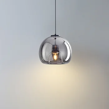 геометричен окачен лампа, лампа от пузырькового стъкло, с настолна лампа e27, окачена лампа, реколта лампа, полилей, висящ кухненски лампа
