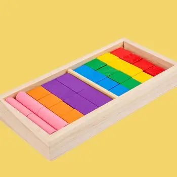 Геометрични дървени блокове, образователна играчка-пъзел, цветни математически играчки Монтесори, геометрични твърди за момчета и момичета, детски подаръци за деца