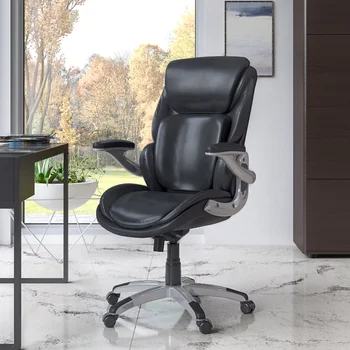Голямо и високо офис стол за мениджъри с триизмерна стол със седалка от пяна с памет ефект, мебели за геймъри от черна скрепленной на кожата