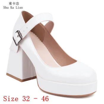 Гореща разпродажба, дамски обувки-лодка на платформата 9 см, гладиаторски вечерни сватбени обувки на високи токчета, женските малко по-големи размери 32-46