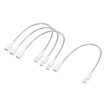 гъвкав кабел USB uxcell, удължител от мъжете за една жена на 35 см за led настолна лампа, бяла опаковка от 4 броя