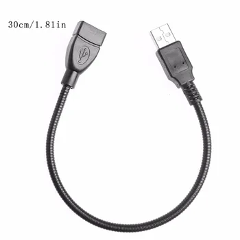 Гъвкав метален мрежест кабел USB 2.0 за мъже и жени за пренос на данни, захранващ кабел, поставка, кабел за удължаване на гъши шията 30 см/1 фут 10166
