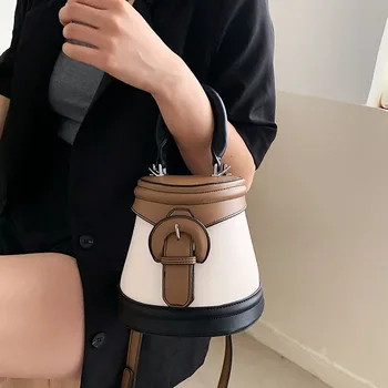 Дамска чанта 2022 нов контрастен цвят, диагонално чанта през едно рамо, модерен корея чанта-кофа
