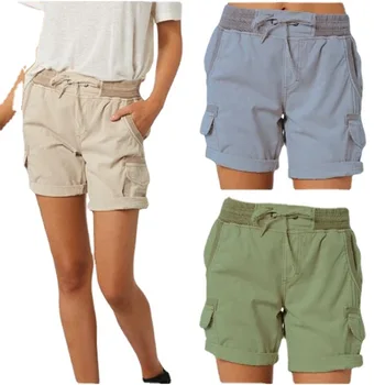 Дамски къси панталони с висока талия градинска облекло ластични панталони Дрехи с джобове Готически обикновена Свободни дамски ежедневни дамски къси панталони