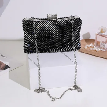 Дамски модни чанти-клатч за парти 2023, малък кристален сватбената чанта подарък, злато, Сребро, с кристали, ръководство за употреба за вечерни карти