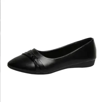 Дамски обувки; Ежедневни обувки На равна подметка; Дамски обувки с остър пръсти; Черни балет апартаменти на равна подметка; Лоферы за Балерина на равна подметка; Големи размери