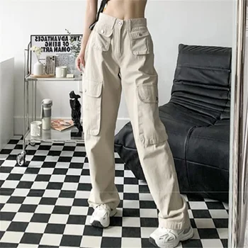 Дамски панталони, пролет-лято реколтата, ежедневни панталони за работа, памучни качествени преки свободни широки панталони