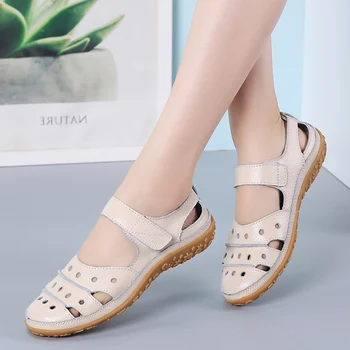 Дамски сандали 2022 г. Нови дамски обувки на плоска подметка с ток, дамски летни сандали, нескользящие плажни сандали, големи размери 35-42