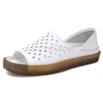 Дамски сандали от естествена кожа, размер плюс 35-43, Sandalia Feminina, модни летни удобни дамски обувки-oxfords