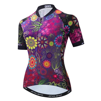 Дамски тениски за велоспорта, велосипедна дрехи с флорални принтом, дишащи летни велосипедни ризи против изпотяване, бързо съхнещи