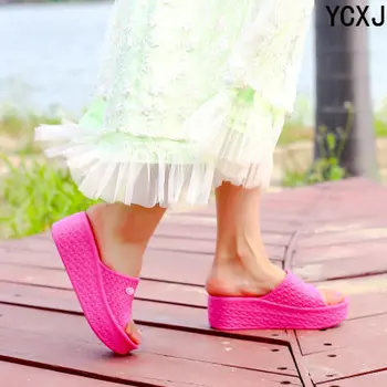 Дамски чехли на дебела подметка, модни дамски чехли в корейски стил, летни улични сандали, дамски чехли Zapatos De Mujer