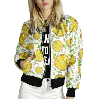 Дамски якета бомберы Y2k с лимонов принтом, пролет 2023, Туид костюми, поли, якета, Дрехи с подкрепата настройки
