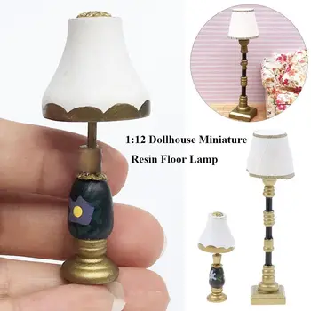 Декор за дома, Куклена къща, Играчка мебели 1: 12, Куклена къща, Миниатюрен под лампа, Кристал, с монтиран на стената лампа, Модел лампа, куклен ретро лампа