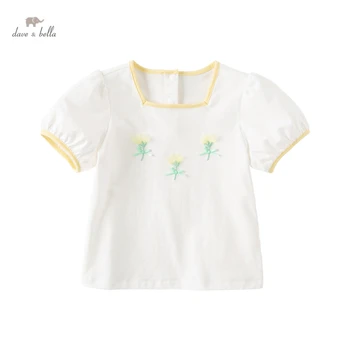 Детска тениска Дейв Bella, нова летни дрехи, ежедневни топ в чужд стил за момичета, памук топ с къс ръкав DB2235171