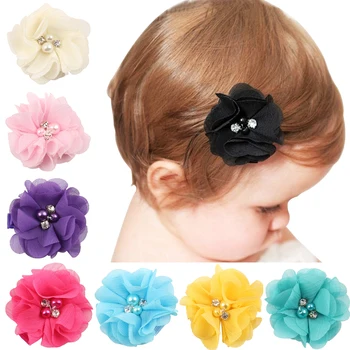 Детски игли за коса от шифон с цветя За новородено мини щипки за Коса-Аксесоари За коса-Детски фиби за коса за момичета с цветя