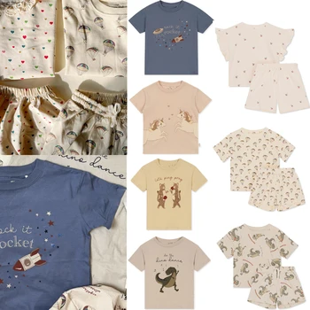 Детски Тениски 2023, Новият годишен марка KS, Ризи с къси ръкави за момчета и Момичета с хубави анимационни принтом, детски памучни блузи, тениски, дрехи