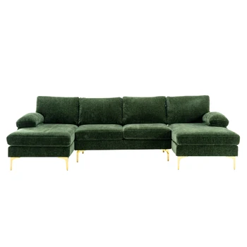 Диван с акцент / диван за хола секционни диван от тъкани от шенилна, диван с метални крака, дизайн хол morden, мебели за дома