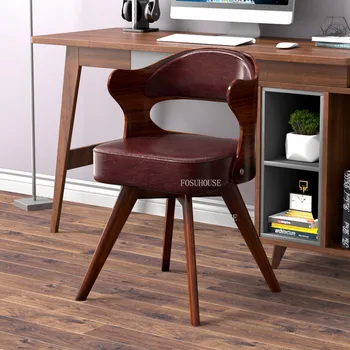 Дизайнерска маса за хранене, стол за кухня от масивно дърво, въртящо се на компютърен стол, кожен, компактен стол за писане, въртящи се трапезни столове с въртяща се облегалка