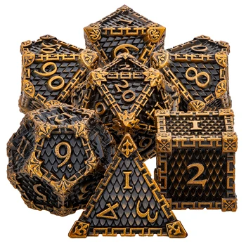 Древният Златен Многостранна Метална Тенис Игрални Набор от Кубчета Dnd За Ролева Игра Dungeon и Dragon Pathfinder D20 D12 D10 D8 D6 D4