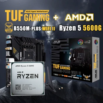 Дънна платка ASUS New TUF B550M PLUS WIFI II + AMD New Ryzen 5 5600G с жак AM4 3,9 Ghz с шестиядерным процесор, Micro-ATX B550M 128G