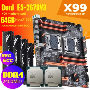 Дънна платка Atermiter Dual X99 DDR4 с 2011-3 XEON E5 2678 V3 *2 4* 16 GB = 64 GB 2400 Mhz REG ECC Memory RAM Комбиниран комплект