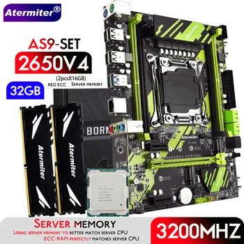 Дънна платка Atermiter X99 AS9 в комплект с процесор Xeon E5 2650 V4 LGA 2011-3 2 бр. X 16 GB = 32 GB, 3200 Mhz DDR4 REG ECC RAM Memory