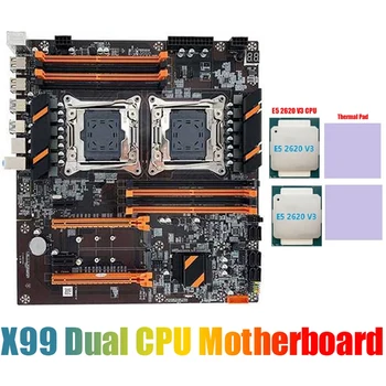 Дънна платка X99 с двоен процесор LGA2011 Поддържа памет DDR4 ECC дънна Платка Здрава С процесор 2XE5 2620 V3 + 2Xthermal Pad