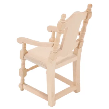 Дървен стол за куклена къща 1: 12, светъл, лек, преносим, симулиращ миниатюрен стол за любителите на кукли