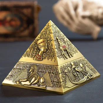 Египет Фараон-Метална пирамида Креативна пепелник Club Hotel KTV Home Творчески украса в ковчег за бижута