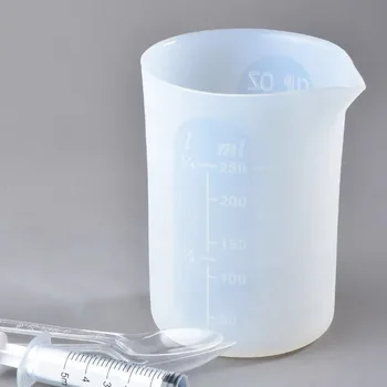 Еднократна силикон мерителна чашка, инструмент за извършване на работи ръчно изработени със скалата, пластмасова чаша с обем 250 мл
