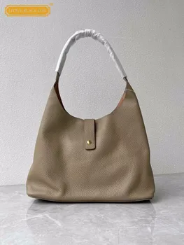 Елегантна дамска чанта от естествена телешка кожа под мишниците, офис женски композитни чанта на рамото си голям капацитет, ежедневни чанти-тоут